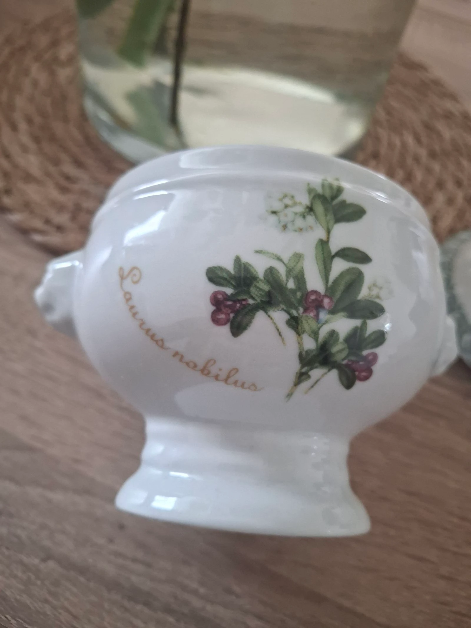 Stunning Miniature Soup Bowl Italian Porcelain Spice Pot Botanical Pattern – photo 12